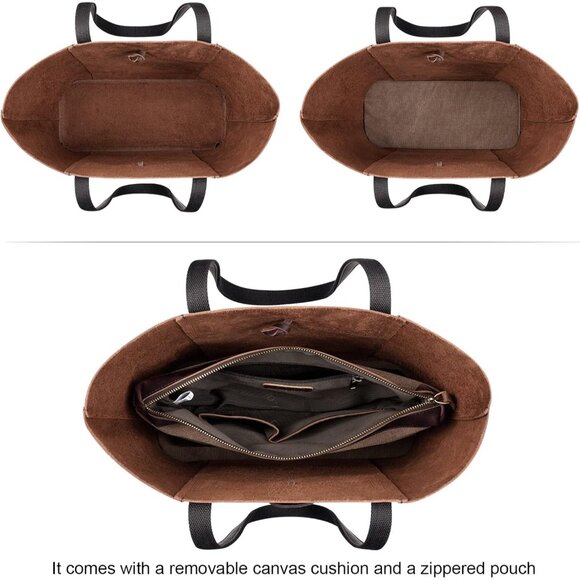 Vintage Genuine Leather Tote Bag for Women - Large Stylish Handbag, Light Brown - Picture 5 of 6